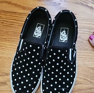 Vans Black and White Polka Dot Slip-Ons